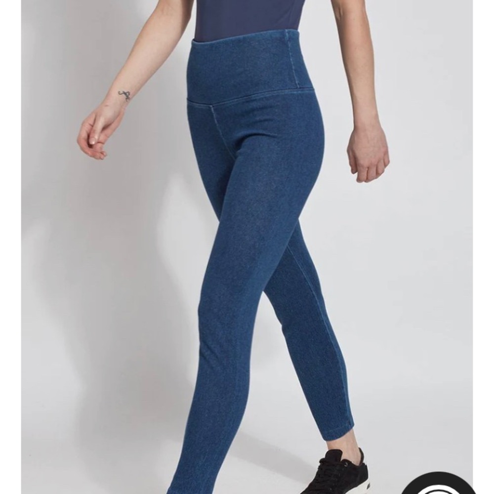 Lysse Blue Demin-looking Leggings Skinny Pants Size Small
